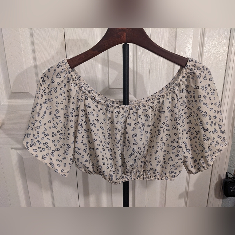 Shein white floral crop top